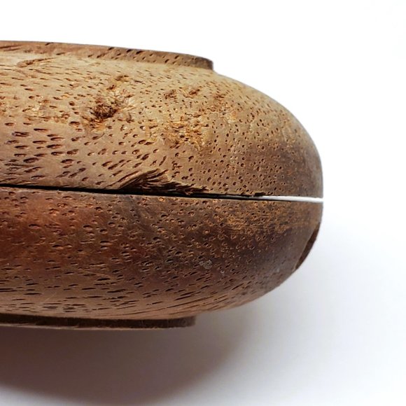 Vintage Oval Hinged Box Trinket Hard Wood Stash 2.5" - Picture 7 of 8